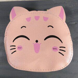 NWT Pretty Pink Kitten Kitty Cat Pocketbook Purse Crossbody Zipper PU